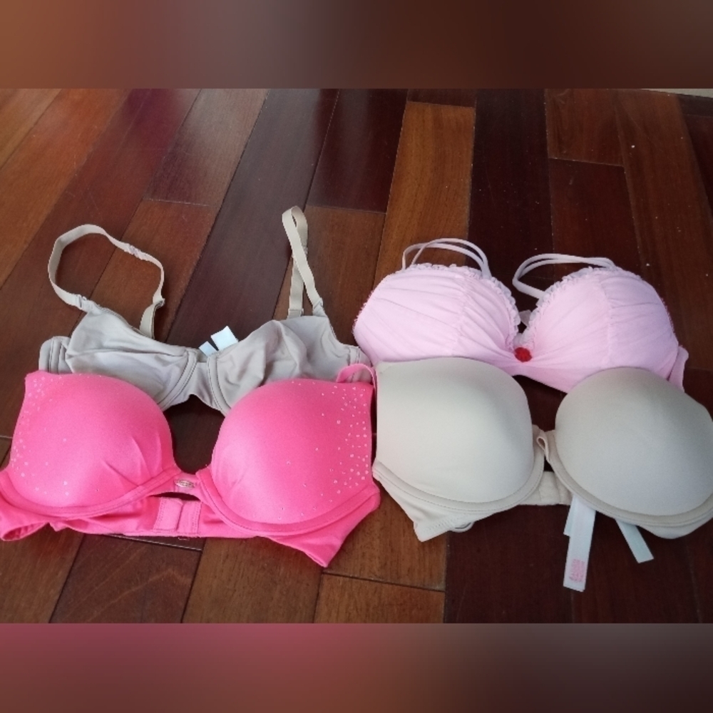 Victoria Secret & Simone Perele Bundel of 4 Nude & Pink Bras size 32C